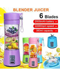 FreshBlend™ Portable USB Juicer Blender – 6 Blades Smoothie Maker (380ml)