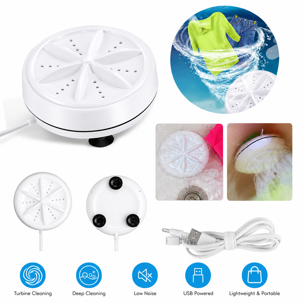TurboClean Portable Washer™
Deep Cleans Clothes Anywhere in Minutes
