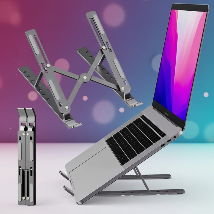 Adjustable Aluminum Laptop Stand | Foldable, Ergonomic & Portable